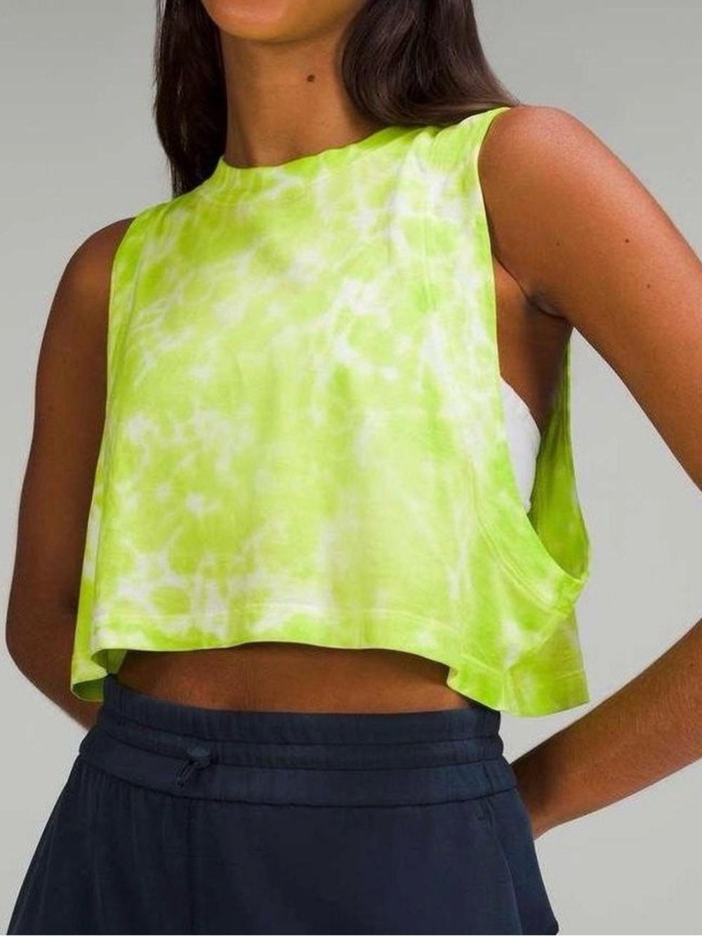 lululemon athletica Neon Lime Tie-Dye Cropped Tank